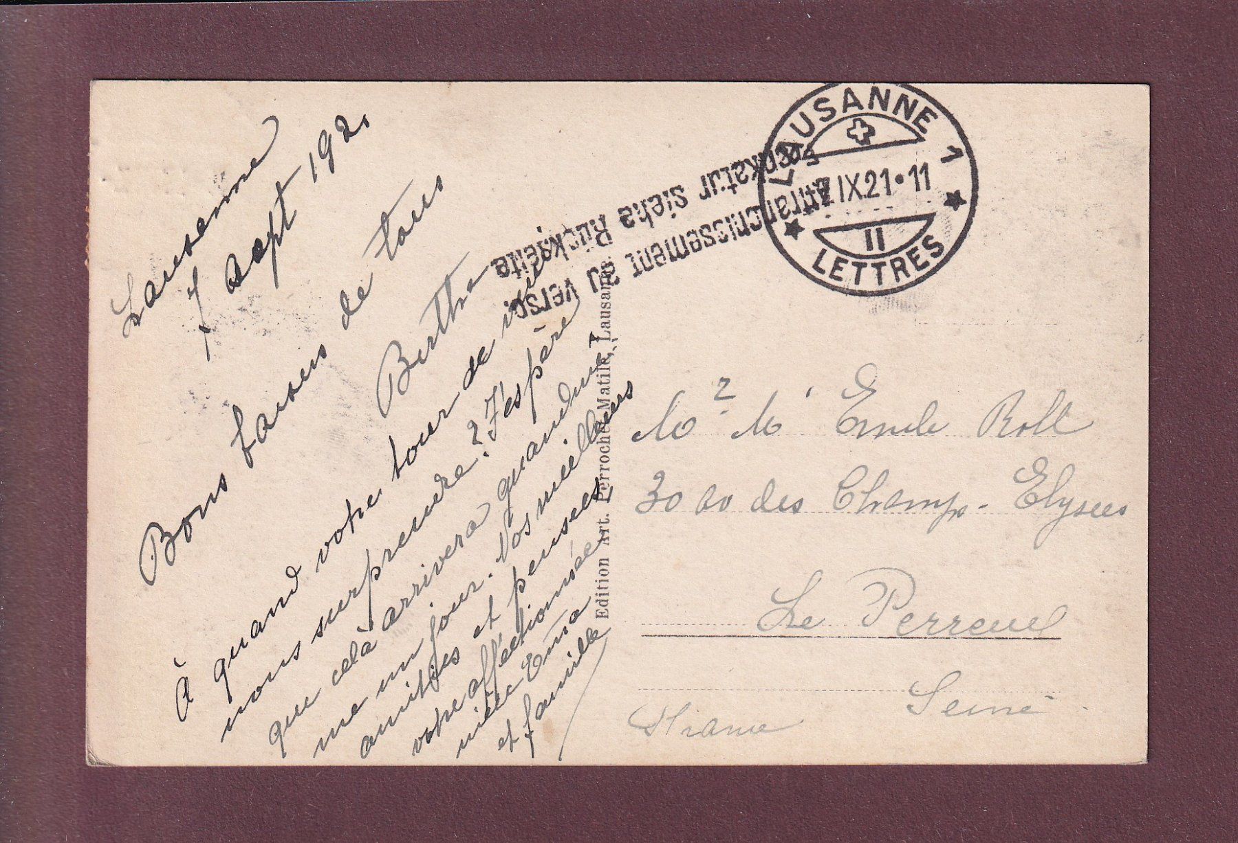 Cartoline postali: LAUSANNE - Grand Pont - 1921 – Usato da Pully venduto da nicecards 1