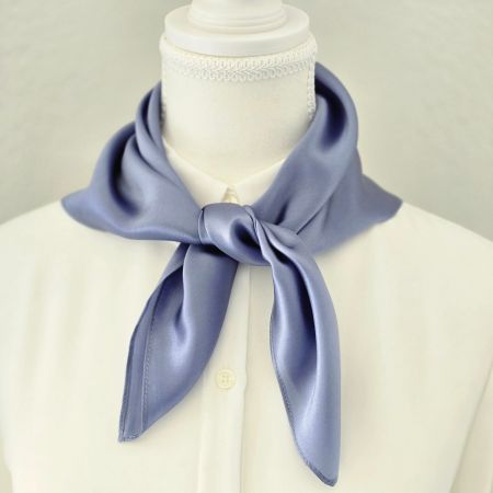 New 53cm Silk Scarf Light Blue Plain Color Bandana