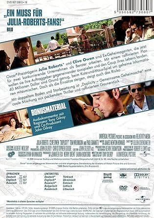 Tutti i DVDs: Duplicity - gemeinsame Geheimsache (Julia Roberts)***** – Usato da Wilen b. Wollerau venduto da Elton 1