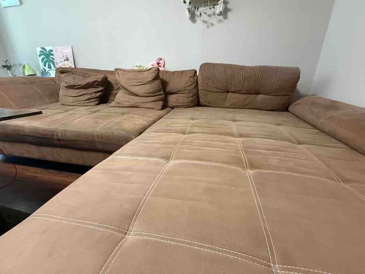 Divani: Large L-Sofa Brown Microfibre Used Condition – Usato da Zürich venduto da lws6k