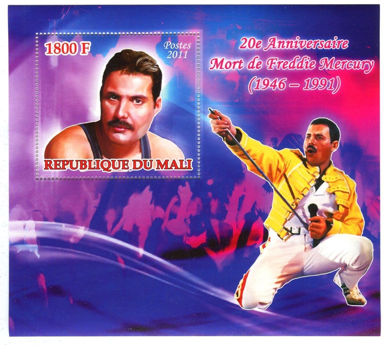 Alle Briefmarken: Block "Queen. Freddie Mercury". Mali. – Neu und originalverpackt aus Basel von Butsch5