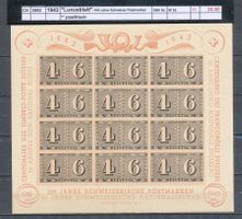 1943 "Luxusblatt" - 100 Jahre Schweizer Postmarken, **