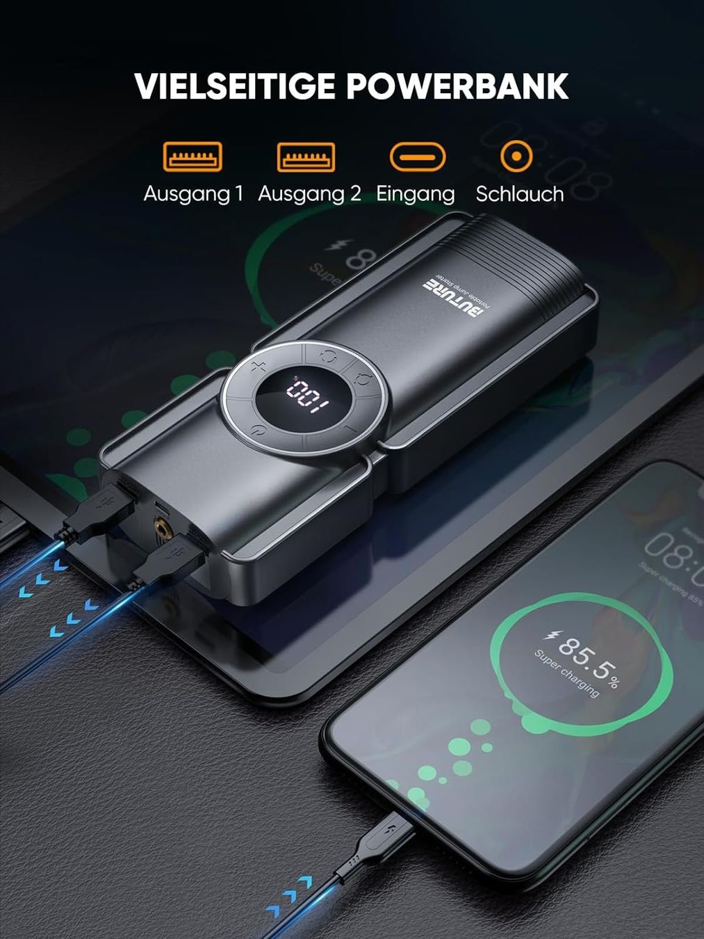 Batterie: Batterie Starthilfe + Powerbank + Luftkompressor + LED Lampe – Nuovo e nell'imballaggio originale da Sulz LU venduto da Elektrofachverkauf 8