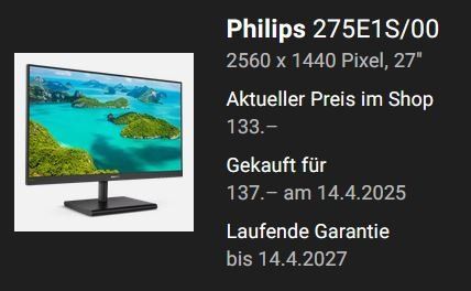 Philips Ecrans: Philipps 275E1S/00 – D'occasion à Rothenburg par Schoggimuss 3