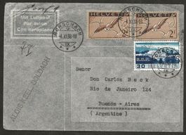 Flugpost Schweiz 1938 Genf Marseille Buenos Aires Luftpost