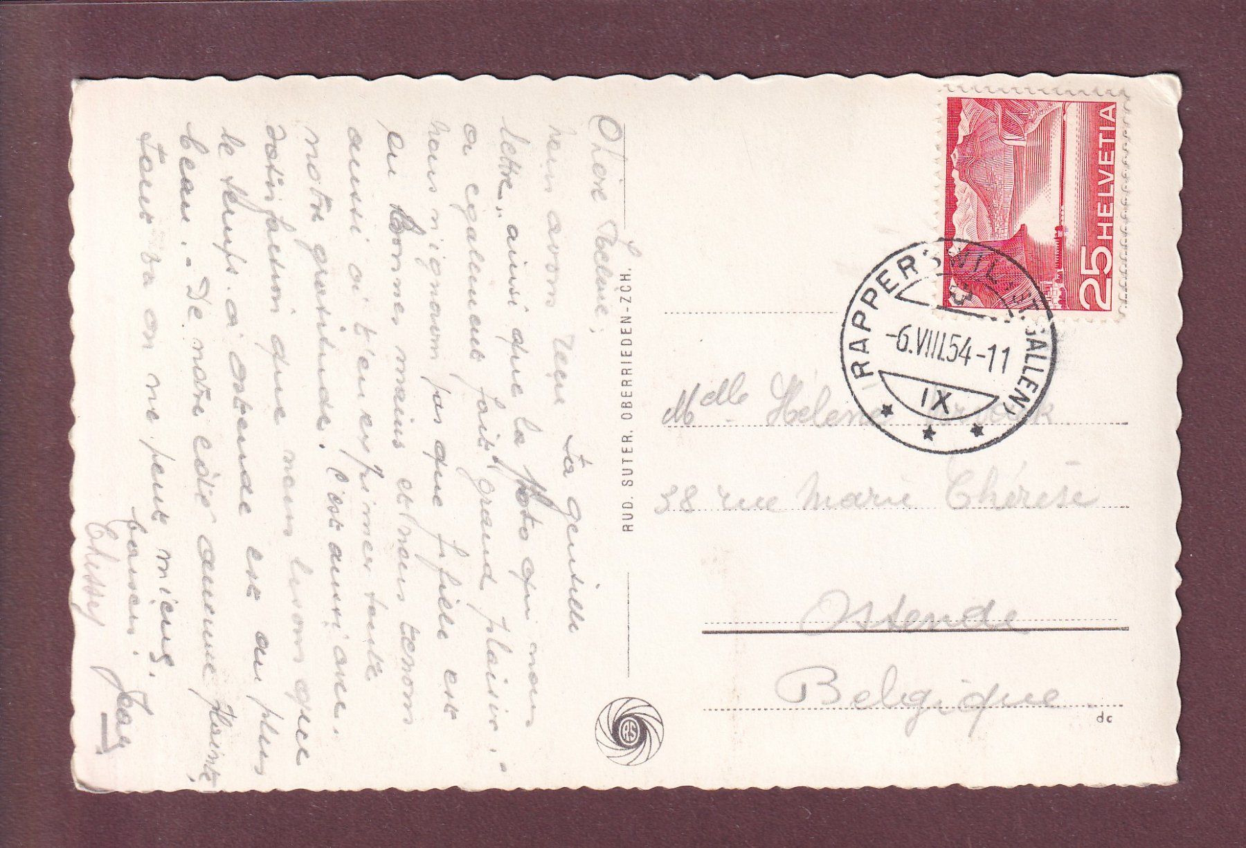 Cartoline postali: RAPPERSWIL - Bachtel - 1954 – Usato da Pully venduto da nicecards 1