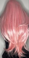 Brustlange, rosa Cosplay Perücke mit Stirnfranse