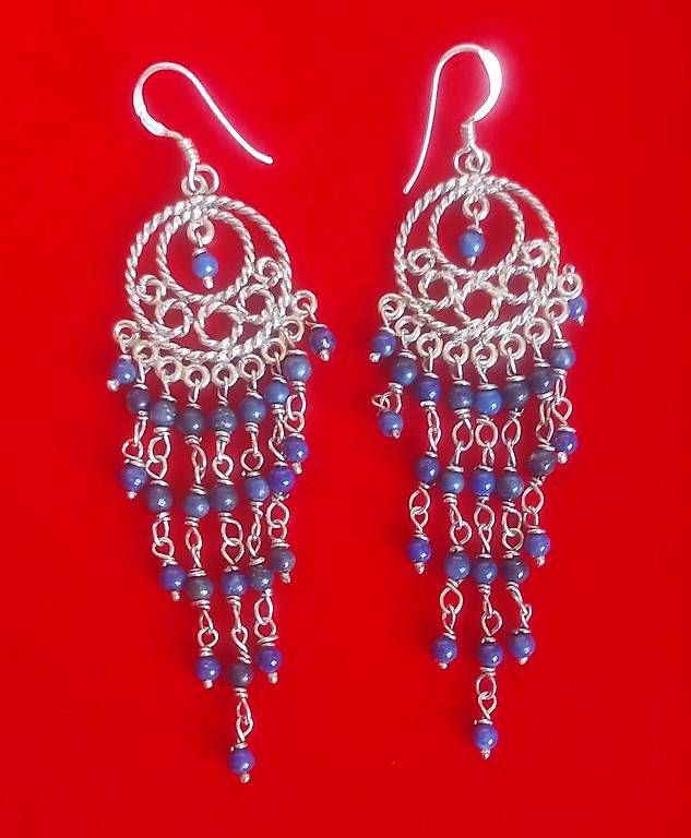 Orecchini pendenti & Orecchini a lobo: Orecchini a chandelier con lapislazzuli in argento 925 – Usato da Tesserete venduto da BreezyRose