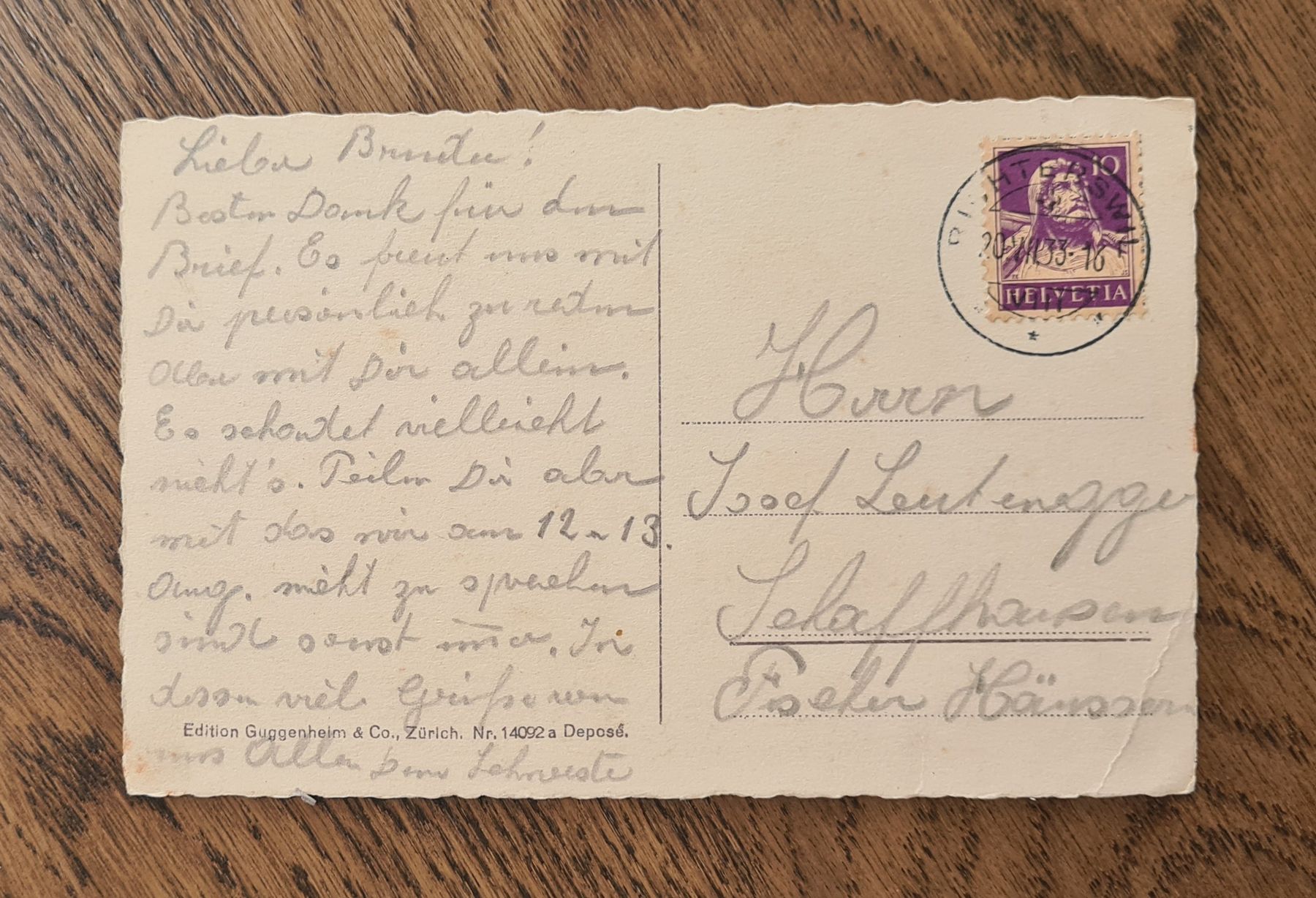 Cartoline postali: Richterswil 1935 – Usato da Ebikon venduto da Donar50 1