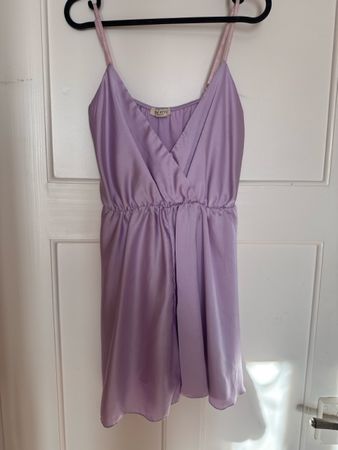 Lavendel Sommerkleid Gr. S V-Ausschnitt kurz Trägerkleid #Kl