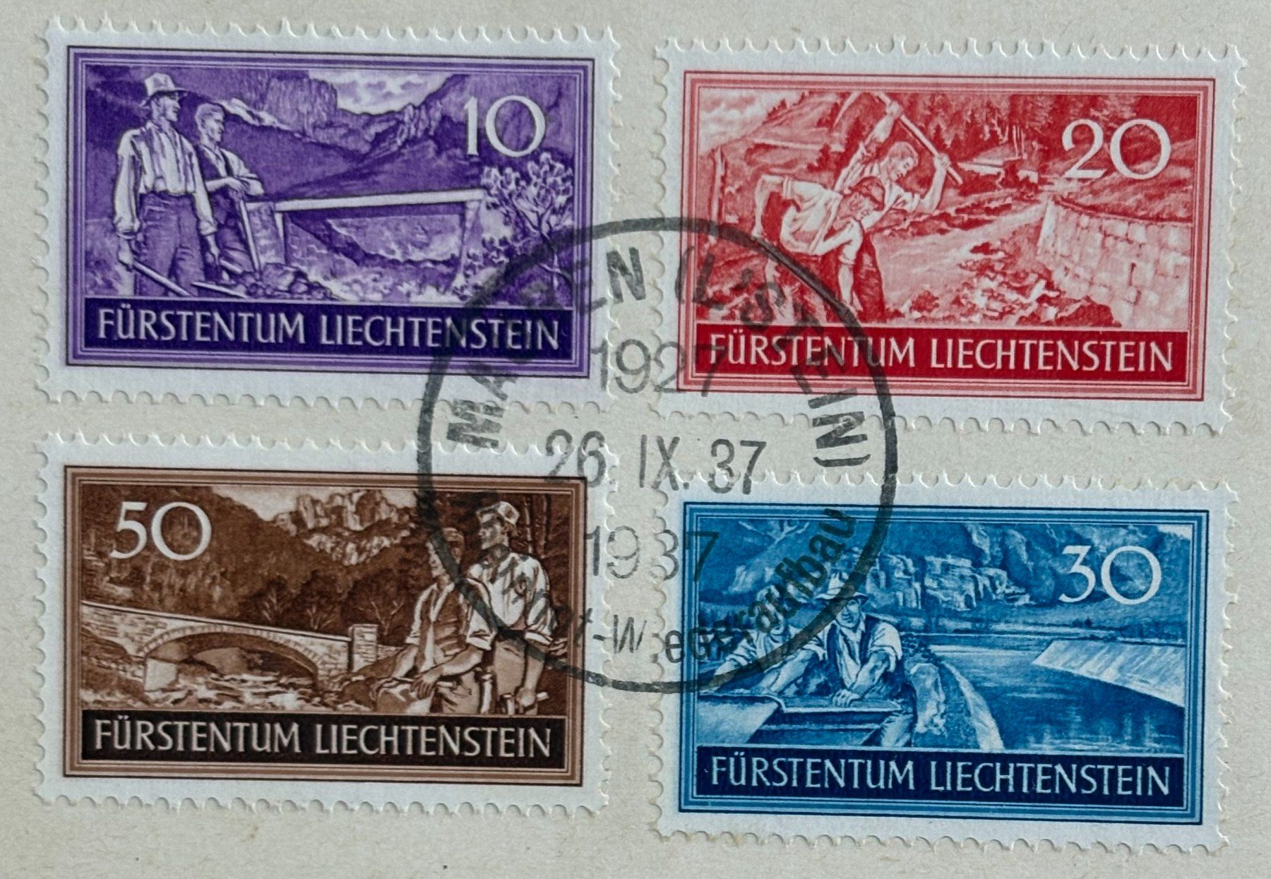 Alle Briefmarken: LICHTENSTEIN 1937 – Gebraucht aus Ostermundigen von wini63 1