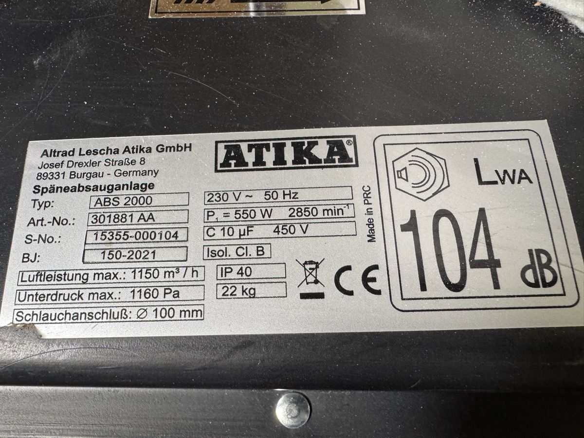 Tutte le macchine:  Atika Späneabsauganlage ABS 2000  – Usato da Wald ZH venduto da nes_7lgm 3