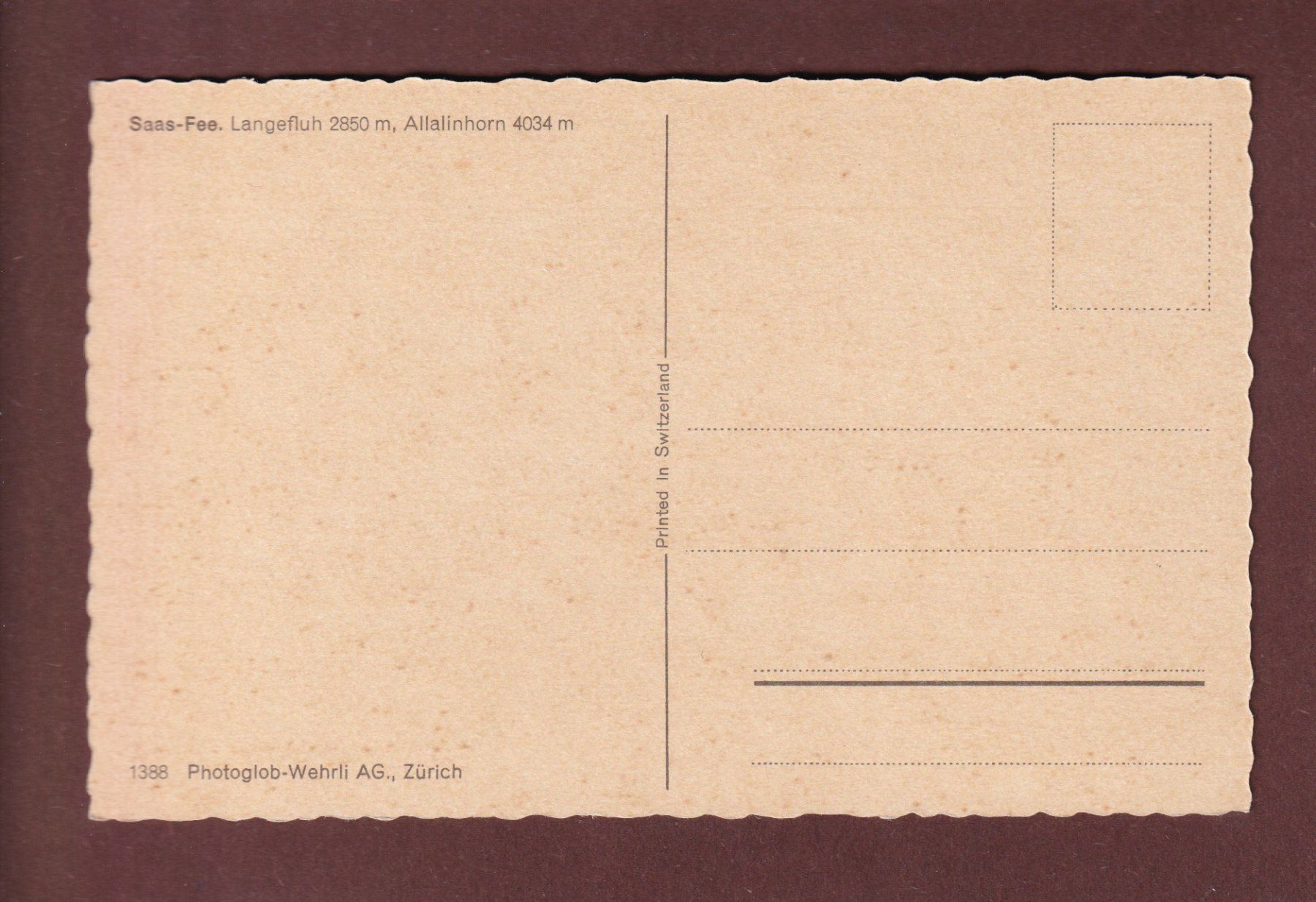 Cartoline postali: SAAS-FEE - Langefluh - Allalinhorn – Usato da Pully venduto da nicecards-shop 1