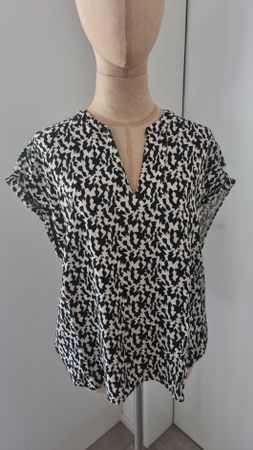 Tom Tailor Blusenshirt Gr. 42 schwarz/beige 🌻 Top.