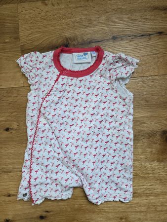 Kurzes Pyjama, Gr 56, Newborn, Strampler, Flamingo