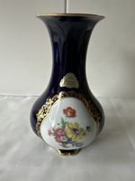 Lindner Kueps Bavaria Vase, Echt Cobalt, Handarbeit, Blumen 