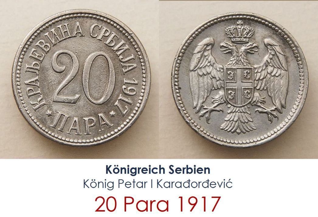 Alle Münzen: 20 Para 1917 Serbien RRR – Gebraucht aus Flamatt von samowarow