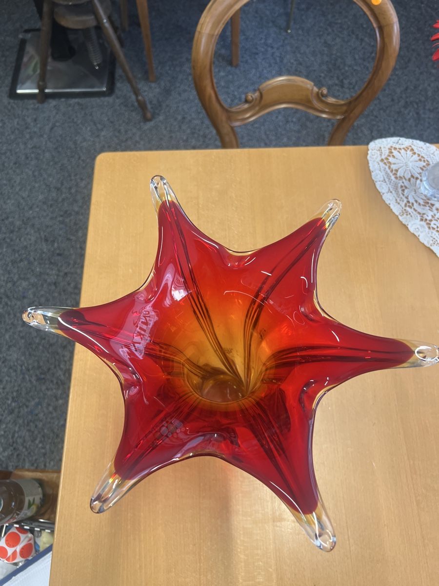 Murano Vasen & Gefässe: Wunderschöne Murano Glasvase, rot-orange, 30cm hoch – Gebraucht aus Rorschach von TrendyDeals 3