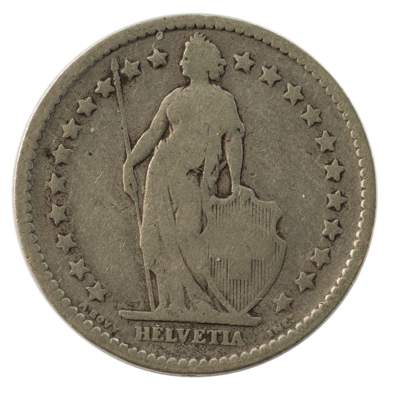 Tutti le monete: Schweiz / Suisse - 2 Franken - 1875 – Usato da Rotkreuz venduto da Swiss-Coins 1