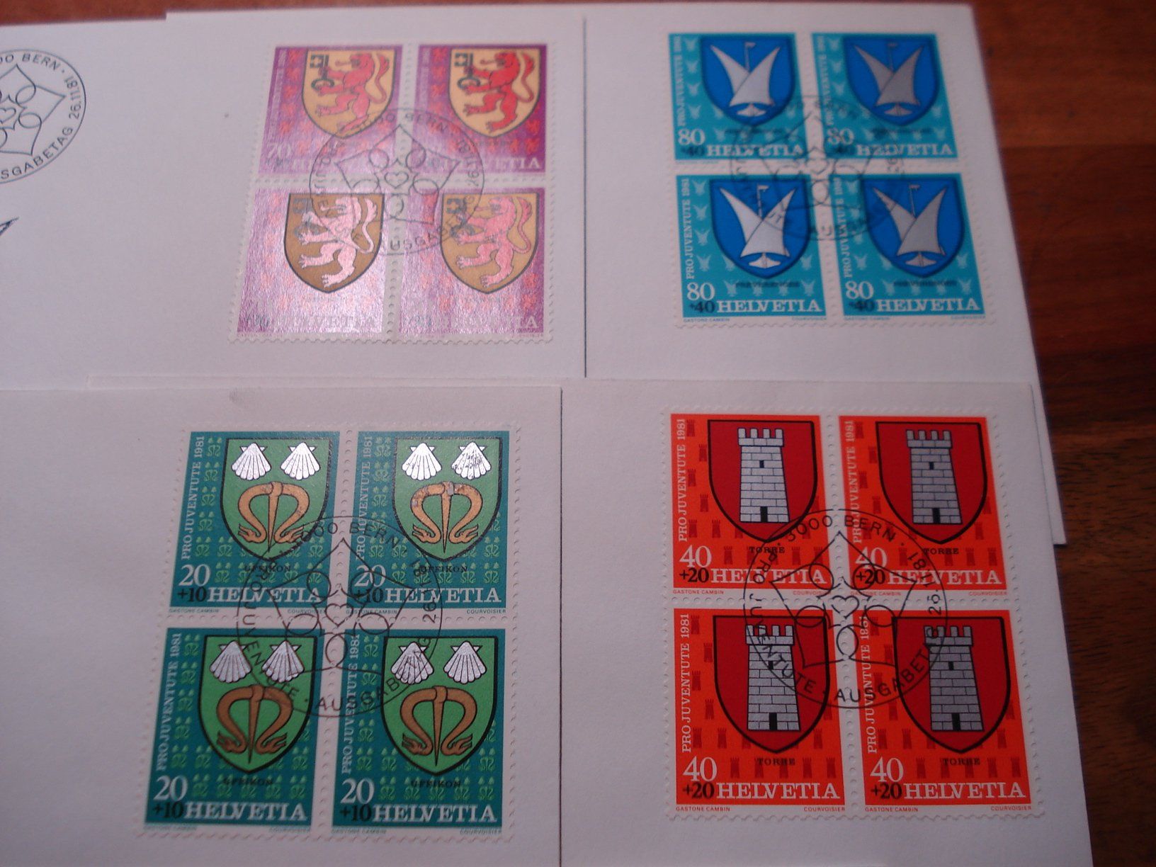 Tous les timbres: Pro Juventute 1981, FDC Satz + 4erblocks, Gemeindewappen – D'occasion à Niederwil AG par morostahu