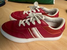 Rote neuwertige Lacoste Ortholite Leder Halbschuhe Gr.32👦🏻