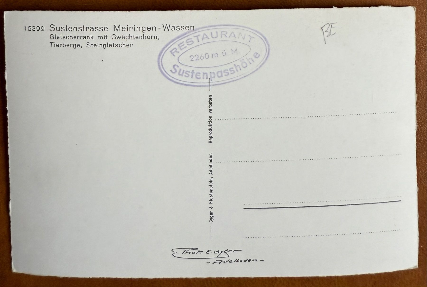 Cartoline postali: AK: Sustenstrasse - Gletscherrank - Steingletscher E. Gyger – Usato da Lutry venduto da Ediego 2