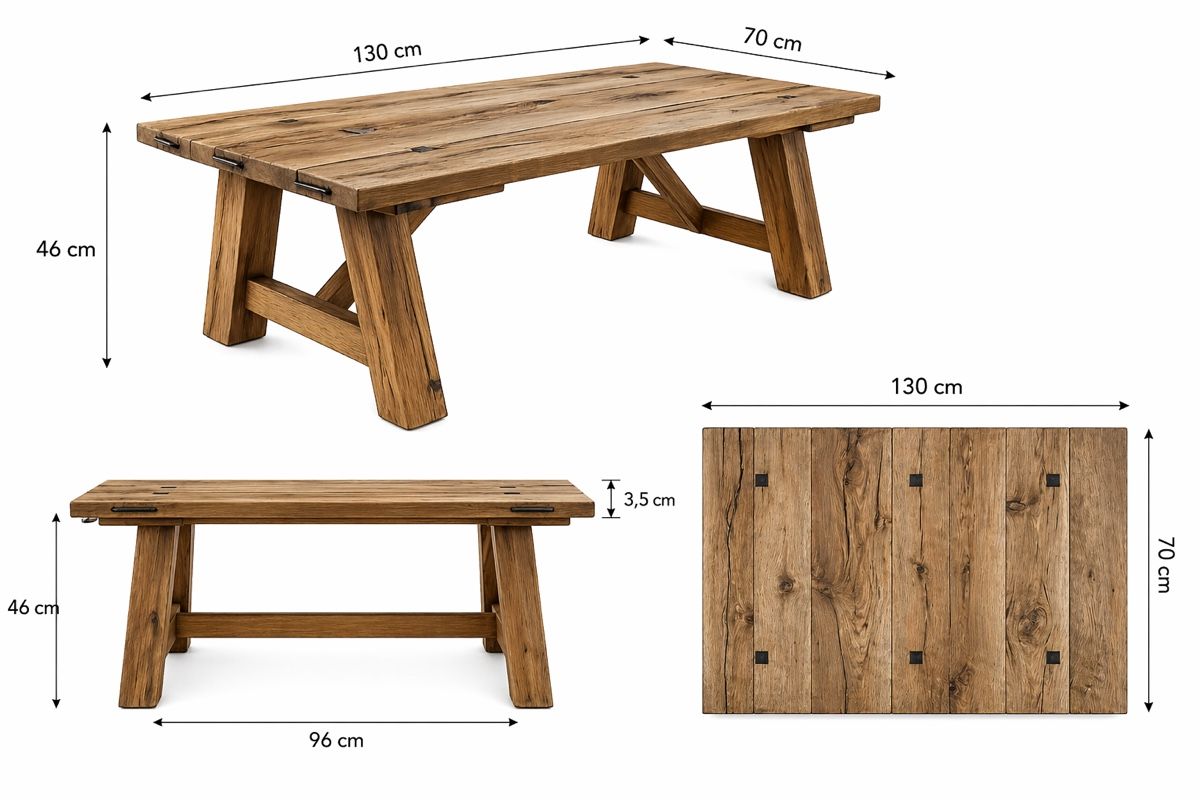 Tavoli: Massiver Eichenholz-Tisch, robust & stabil, 130x70cm – Nuovo (secondo la descrizione) da Veltheim AG venduto da urani07 1
