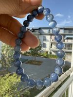 Blauer Kyanit Armband 7mm Elastisch Edler Edelstein Schmuck