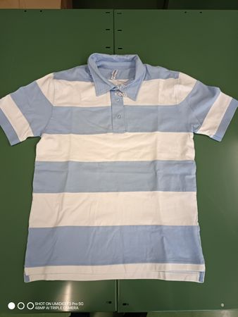 Poloshirt Kariban gestreift hellblau/weiss Grösse M neu
