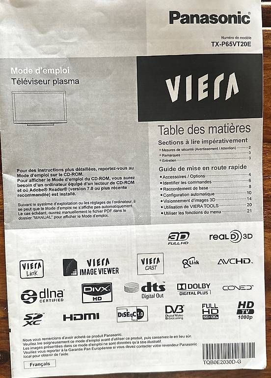 Televisori: TV Panasonic 60 pouces et ampli Onko – Usato da Bulle venduto da Melisa7 1