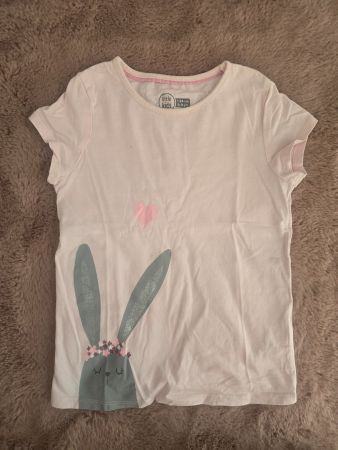 T-Shirt Little Kids rosa mit Hasenmotiv Grösse 134 cm