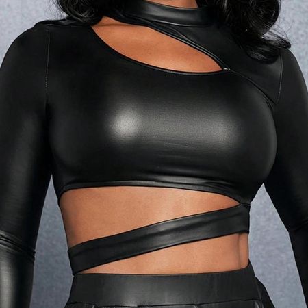 Women's Black Crop-top