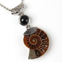 AKTION 2 Ketten Ammonit Schwarz Achat Collier Agate