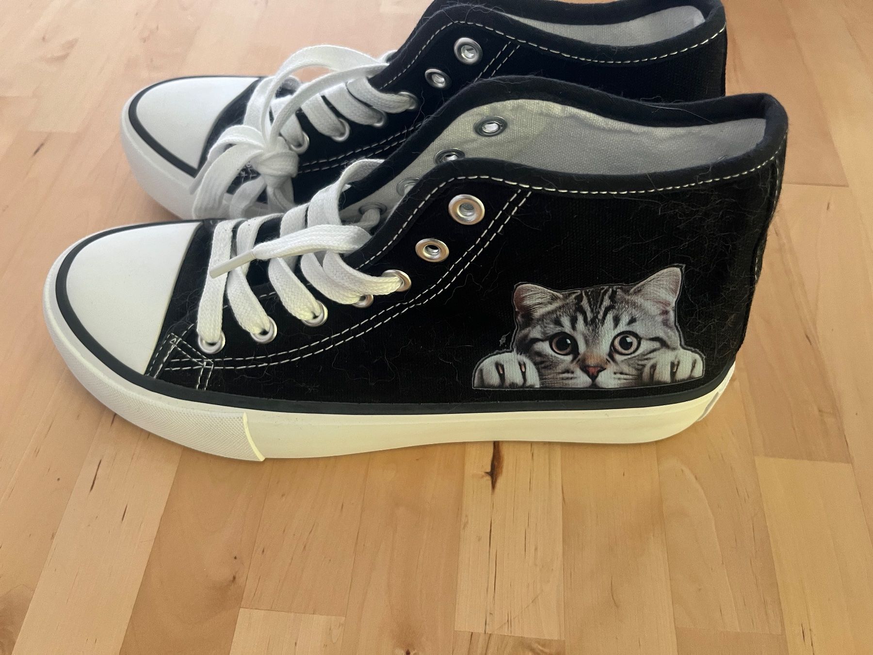 Chaussures hommes: Schuhe schwarz Katze Motiv Grösse 38 – Neuf (Voir description) à Einsiedeln par Tru7 1