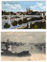 2 Ansischtskarten Wettsteinbrücke Basel - gelaufen