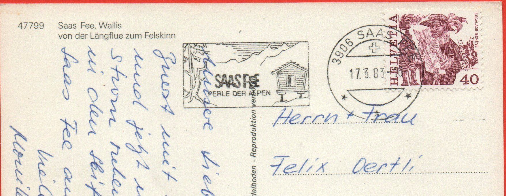 Cartoline postali: SAAS FEE – Usato da Jona venduto da philajona 1