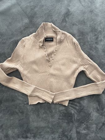 Crop Top beige Even&Odd, manches longues, taille 36/S 👚