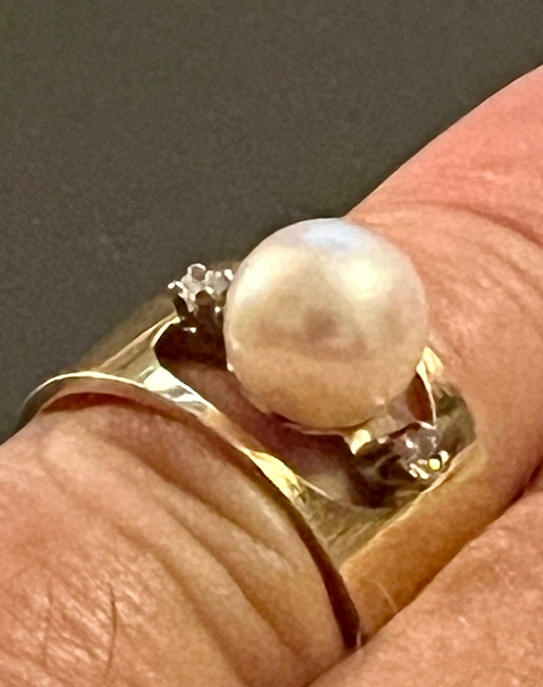 Bagues: Gold-Ring 18K mit Perle und Diamanten – D'occasion à Chur par Penting1935 7