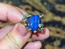 🧿 Lapis Lazuli & Tiny Emeralds SS925 & Gold Vermeil Ring