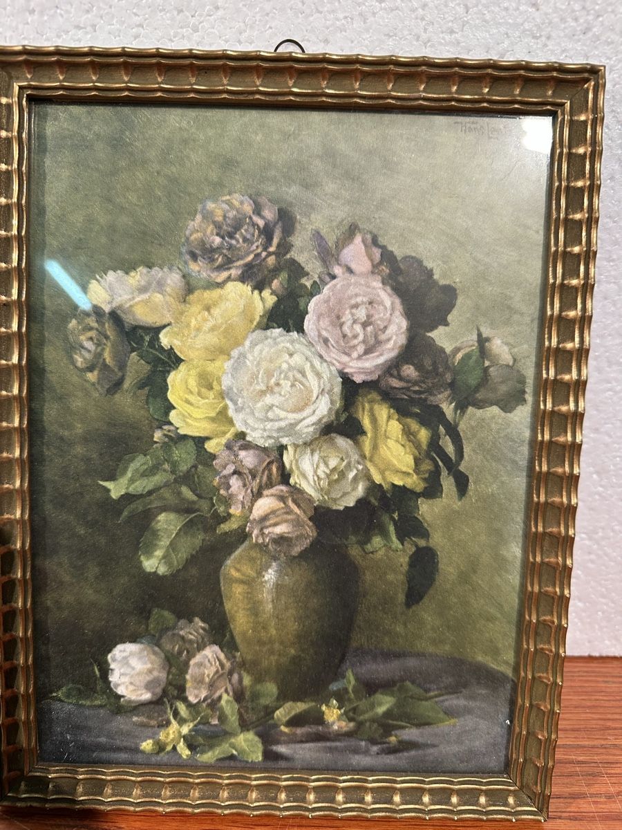 Gemälde: Tableau ancien, nature morte aux roses – Gebraucht aus Lausanne von artnouveau04