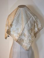 ungetragen: Foulard floral hellbeige goldbeige gold 67x67cm