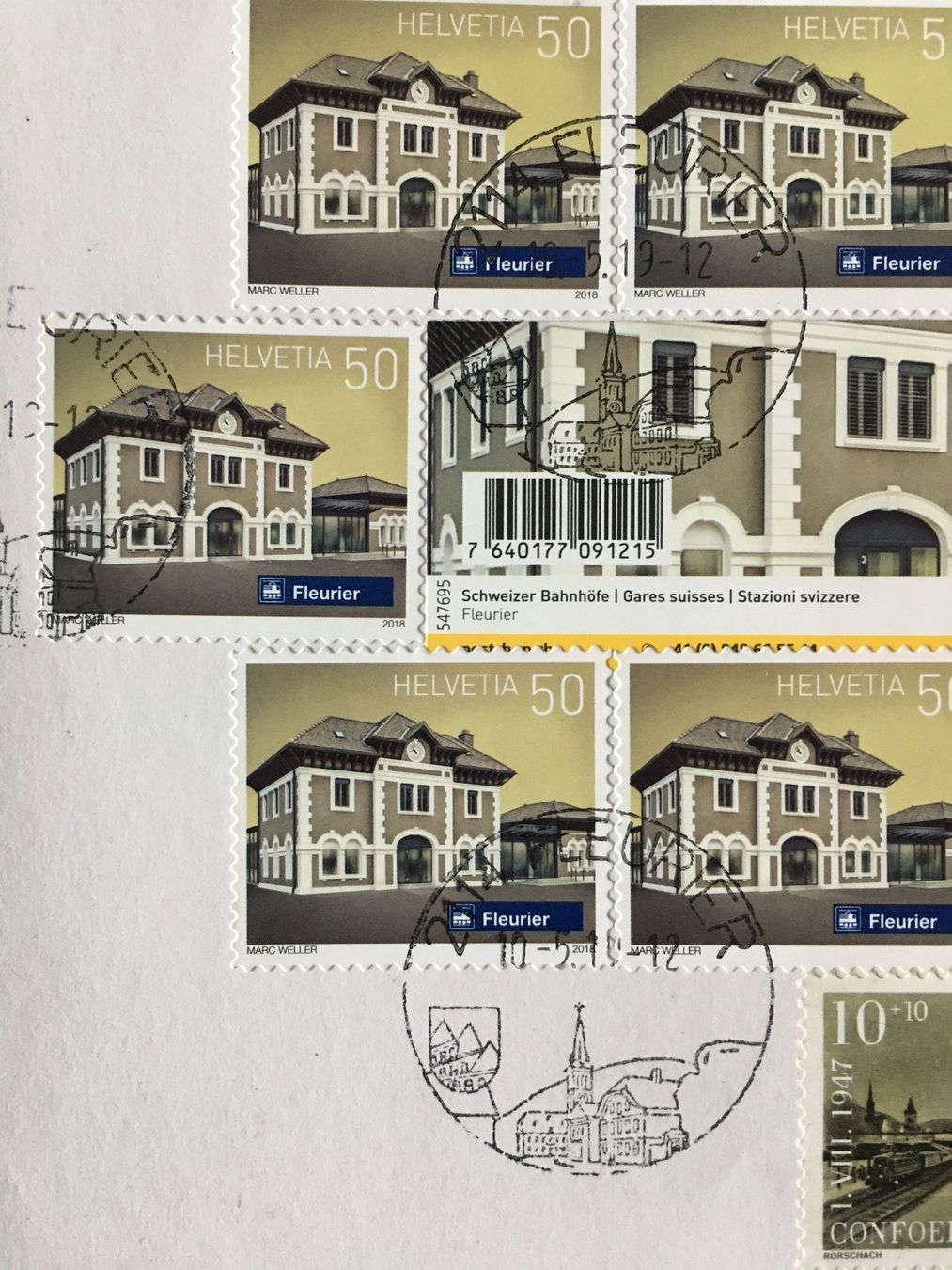 Tous les timbres: Schweizer Bahnhöfe 2018 Fleurier ZN 1690 + B35 ab Fleurier – D'occasion à Niederrohrdorf par leni29 1