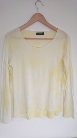 Damen Pullover Today Gr. L Batik Neon Gelb Weiss