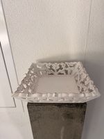 Schale Dekoration weiss geschnitzt mit Blumenmotiv 23 cm