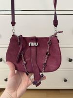 Miu Miu suede shoulder bag, burgundy, chic accessory