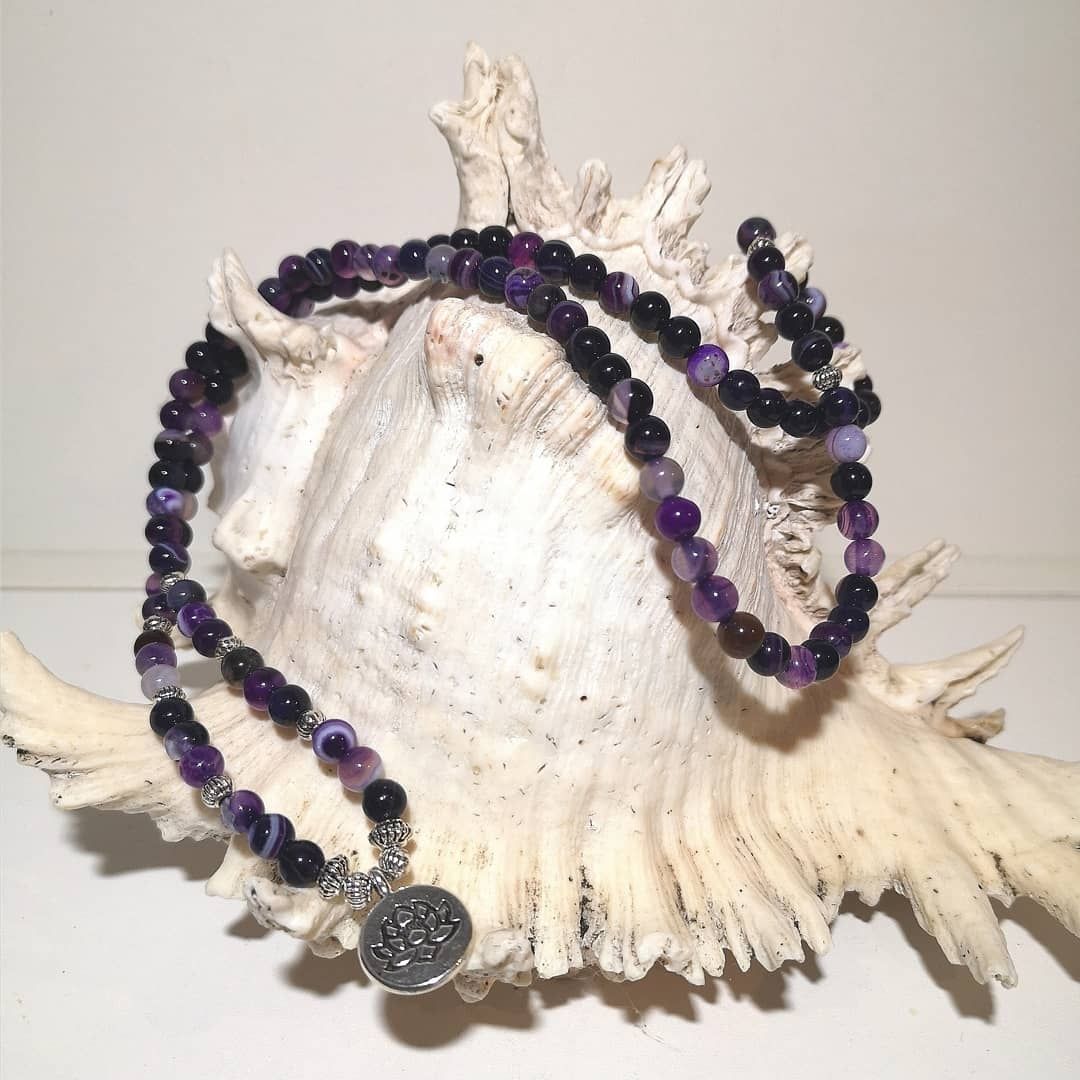 Bracciali & Braccialetti: 108 Mala Perlen Lila Armk. - Spendenaktion – Nuovo (secondo la descrizione) da Unterkulm venduto da Nachtigall 2