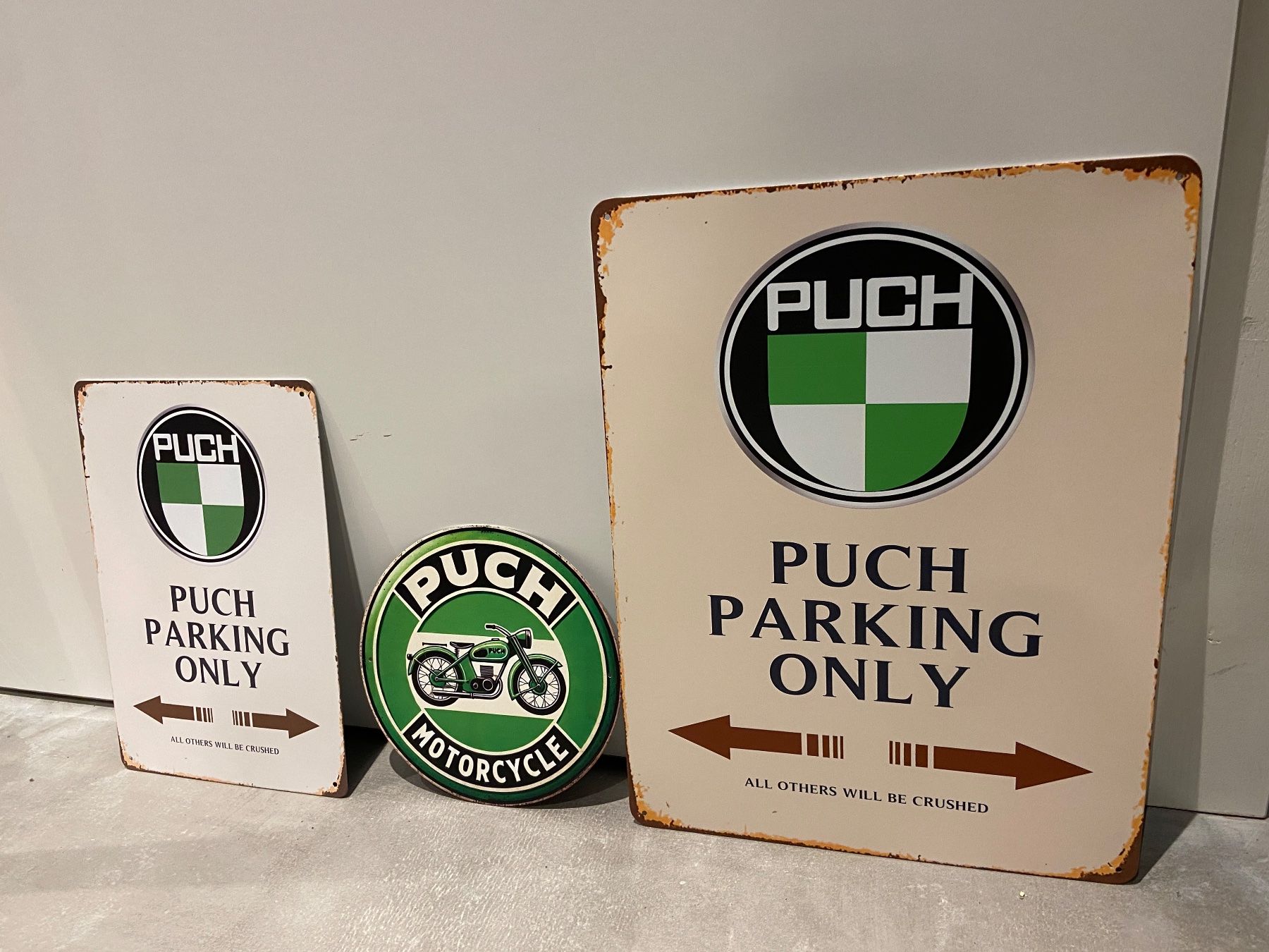 Puch Schilder: PUCH Vintage Blechtafel Metallic Set / NEU – Neu und originalverpackt aus Seon von Aaargauer01 5