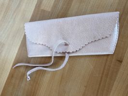 Brillen Etui aus Leder / rosa