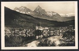 AK Arth am See, Panorama mit Mythen
