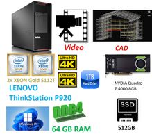 Lenovo P920 Thinkstation PC 64GB CAD P4000 Win11 VIDEO CAD
